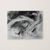 Löwe-Schwarzweiss-Medien-Digital-Kunst Puzzle (Horizontal)