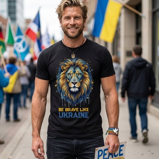 Löwe „Sei mutig wie die Ukraine.“ T-Shirt