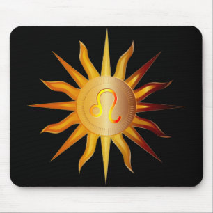 Löwe Sonne Feuerzeichen Geburtsmonat Schwarz Rot & Mousepad