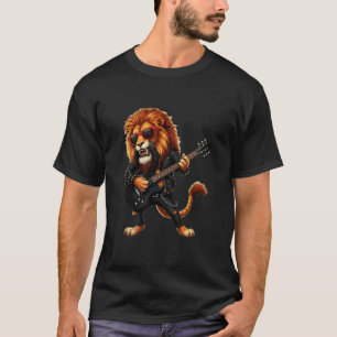 Löwe spielt Bassgitarre Gitarrist Rocker Pose Cool T-Shirt