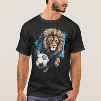 Löwe spielt Fußball lustig T-Shirt