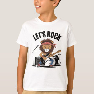 Löwe spielt Gitarre mit Trommeln und Mikrofon T-Shirt