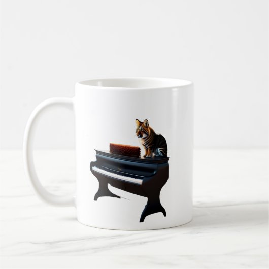 Löwe spielt Klavierkaffee-Tasse Kaffeetasse (Links)
