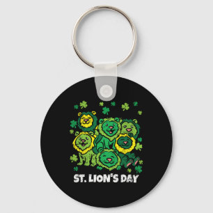 Löwe St. Patrick's Day Süßes Tier Shamrock Klee Schlüsselanhänger