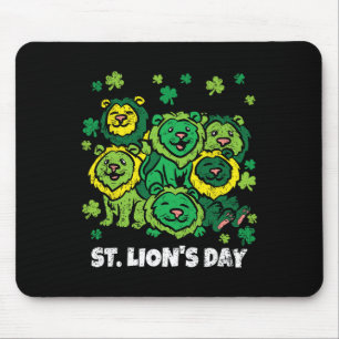 Löwe St. Patricks Tag Süßes Tier Kleeblatt  Mousepad