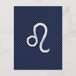 Löwe-Sternzeichen auf Navy-Blau-Kohlenstofffaser-D Postkarte
