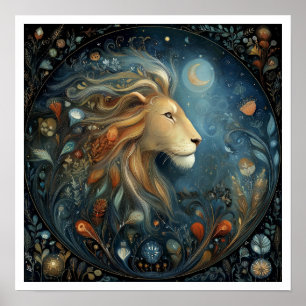 Löwe Sternzeichen Geburtshoroskop Astrologie Himme Poster