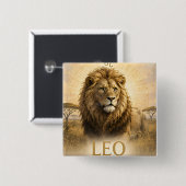 Löwe-Sternzeichen-Geburtstags-Astrologie-Geschenk Button (Vorne & Hinten)