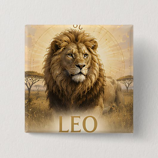 Löwe-Sternzeichen-Geburtstags-Astrologie-Geschenk Button (Vorderseite)