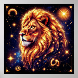 Löwe-Sternzeichen-Geschenk für kraftvolle Feuerene Poster