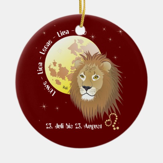 Löwe - Sternzeichen Keramikornament (Vorne)