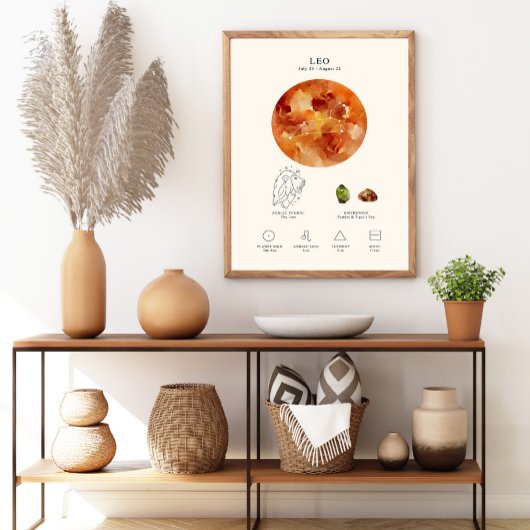 Löwe-Sternzeichen mit Geburtssteinposter Poster