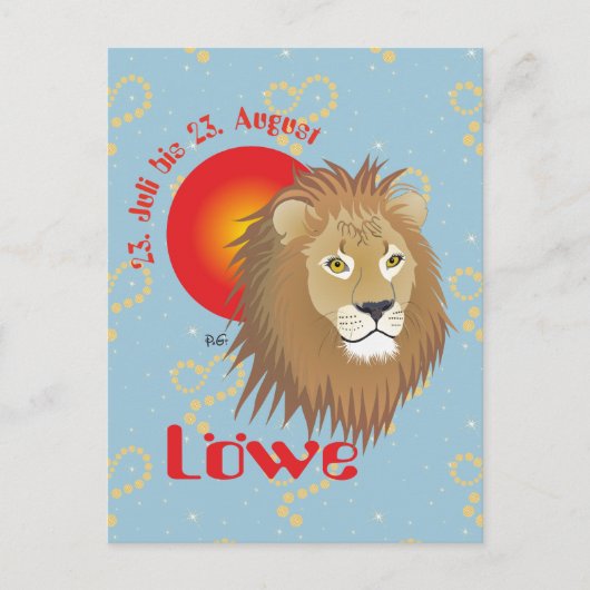 Löwe-Sternzeichen Postkarte (Vorderseite)
