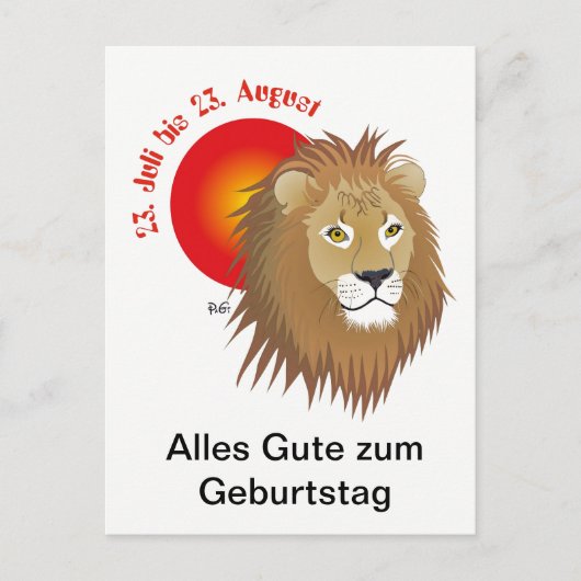 Löwe-Sternzeichen Postkarte (Vorderseite)