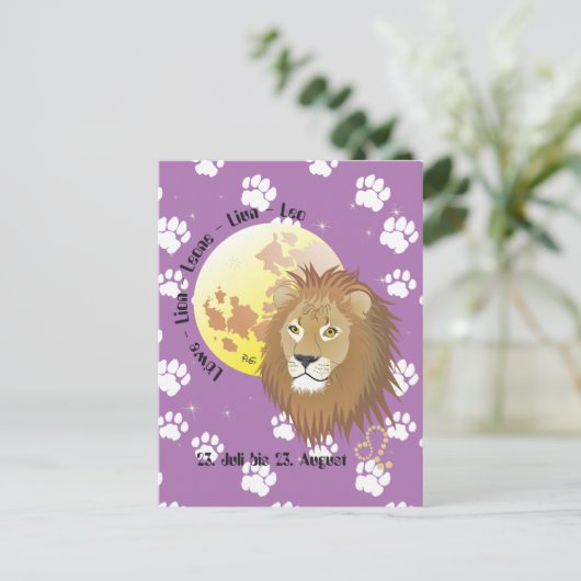 Löwe-Sternzeichen Postkarte (Stehend Vorderseite)