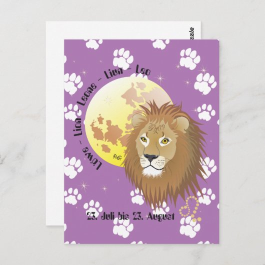 Löwe-Sternzeichen Postkarte (Vorne/Hinten)