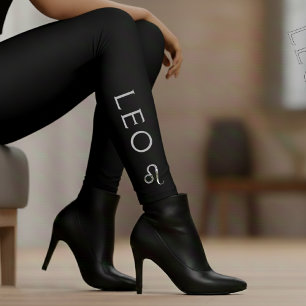 Löwe Sternzeichen Silber Schwarz Astrologie Geburt Leggings