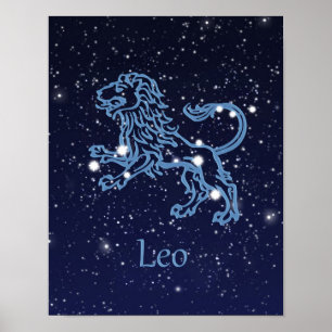 Löwe-Sternzeichen und Konstellation Poster