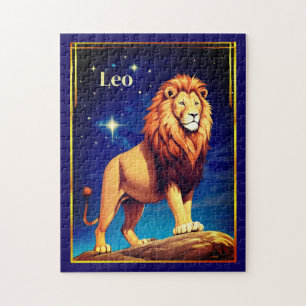 Löwe-Sternzeichen unter einem sternenklaren Himmel Puzzle