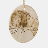 Löwe-Stillstehen (Feder auf Papier) Keramikornament (Rechts)