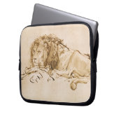 Löwe-Stillstehen (Feder auf Papier) Laptopschutzhülle (Vorderseite Links)