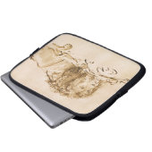 Löwe-Stillstehen (Feder auf Papier) Laptopschutzhülle (Vorne Knopf)
