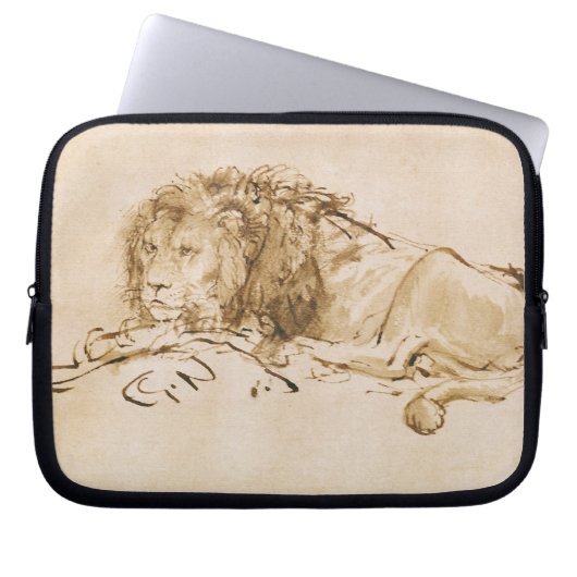 Löwe-Stillstehen (Feder auf Papier) Laptopschutzhülle (Vorderseite)