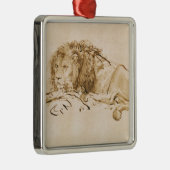Löwe-Stillstehen (Feder auf Papier) Silbernes Ornament (Rechts)