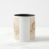 Löwe-Stillstehen (Feder auf Papier) Tasse (Zentrum)