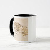 Löwe-Stillstehen (Feder auf Papier) Tasse (Vorderseite Links)