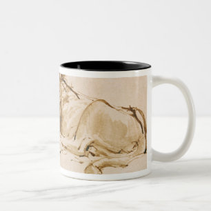 Löwe-Stillstehen (Feder auf Papier) Zweifarbige Tasse
