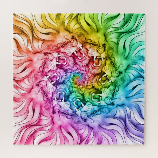 Löwe-Stolz-Mandala-Regenbogen-Strudel Puzzle (Horizontal)