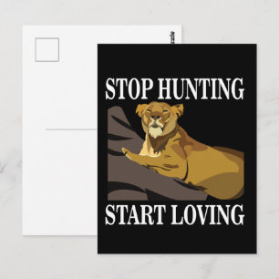 Löwe Stoppt Jagen Beginnt zu Lieben Postkarte