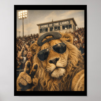 Löwe Student Lustiges Meme Selfie Vintage Heimspie Poster