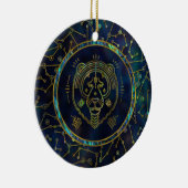 Löwe-Tierkreis-Goldohrschnecke auf Konstellation Keramikornament (Rechts)