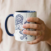 Löwe-Tierkreis-Marine-Blau u. Goldgeburts-Tasse Tasse