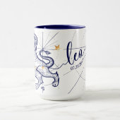 Löwe-Tierkreis-Marine-Blau u. Goldgeburts-Tasse Tasse (Zentrum)