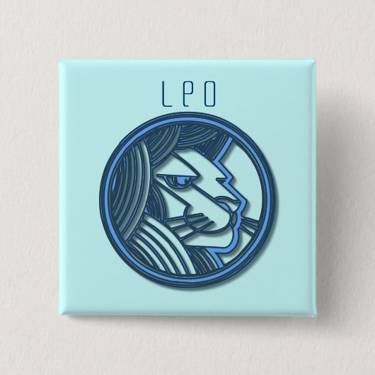 Löwe-Tierkreis-Quadrat-Button Button (Vorderseite)