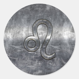 Löwe-Tierkreis-Symbol in Schmutz beunruhigter Art Runder Aufkleber
