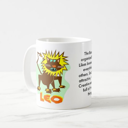 Löwe-Tierkreis-Zeichen-Tasse Kaffeetasse (Vorderseite Links)