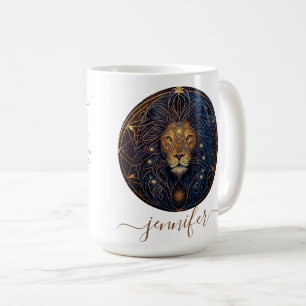 Löwe Tierkreiszeichen Gold und Schwarz Kaffeetasse