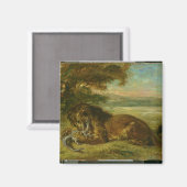 Löwe und Alligator, 1863 Magnet (Vorderseite/Rückseite)