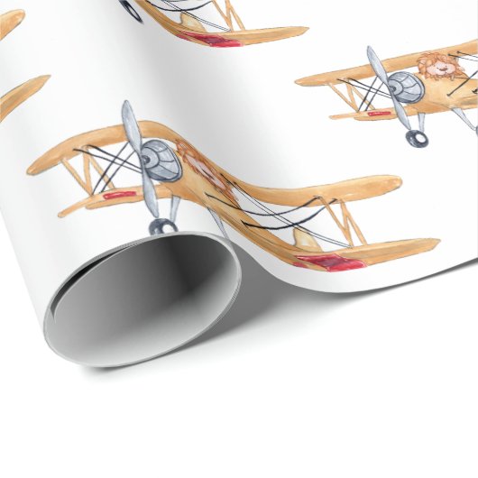 Löwe und Biplane Geschenkpapier (Rolleneckpunkt)