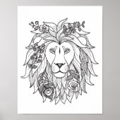 Löwe und Blume Doodle 2 Poster (Vorne)