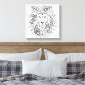 Löwe und Blume Doodle 6 Leinwanddruck (Insitu (Schlafzimmer))