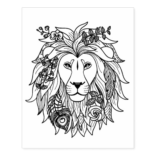 Löwe und Blume Doodle Gummistempel (Prägung)