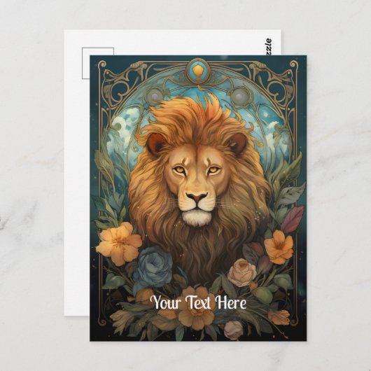 Löwe und Blume Postkarte (Vorne/Hinten)