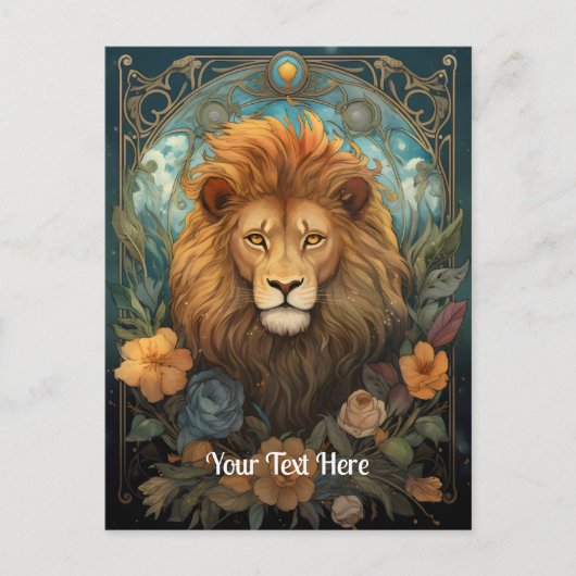 Löwe und Blume Postkarte (Vorderseite)