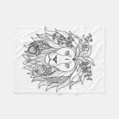 Löwe-und Blumen-Gekritzel Fleecedecke (Vorderseite (Horizontal))