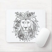 Löwe-und Blumen-Gekritzel Mousepad (Mit Mouse)